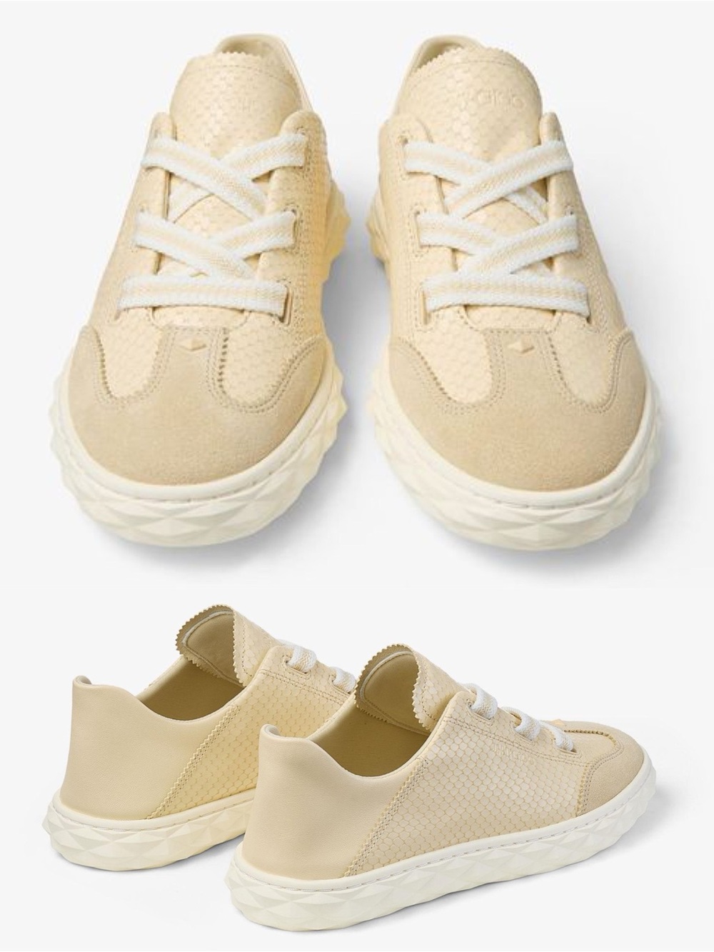 New JIMMY CHOO Diamond Light Flex Leather Low-Top Trainers $625 38.5